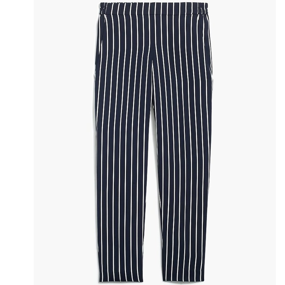 J. Crew Striped Jamie pant with elastic waist Annie Stripe Navy Salt Size 10 NWT